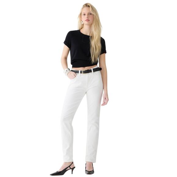 J.Crew White Slim Straight Jeans Women’s 33 High Rise Stretch Denim NWT - Picture 4 of 8